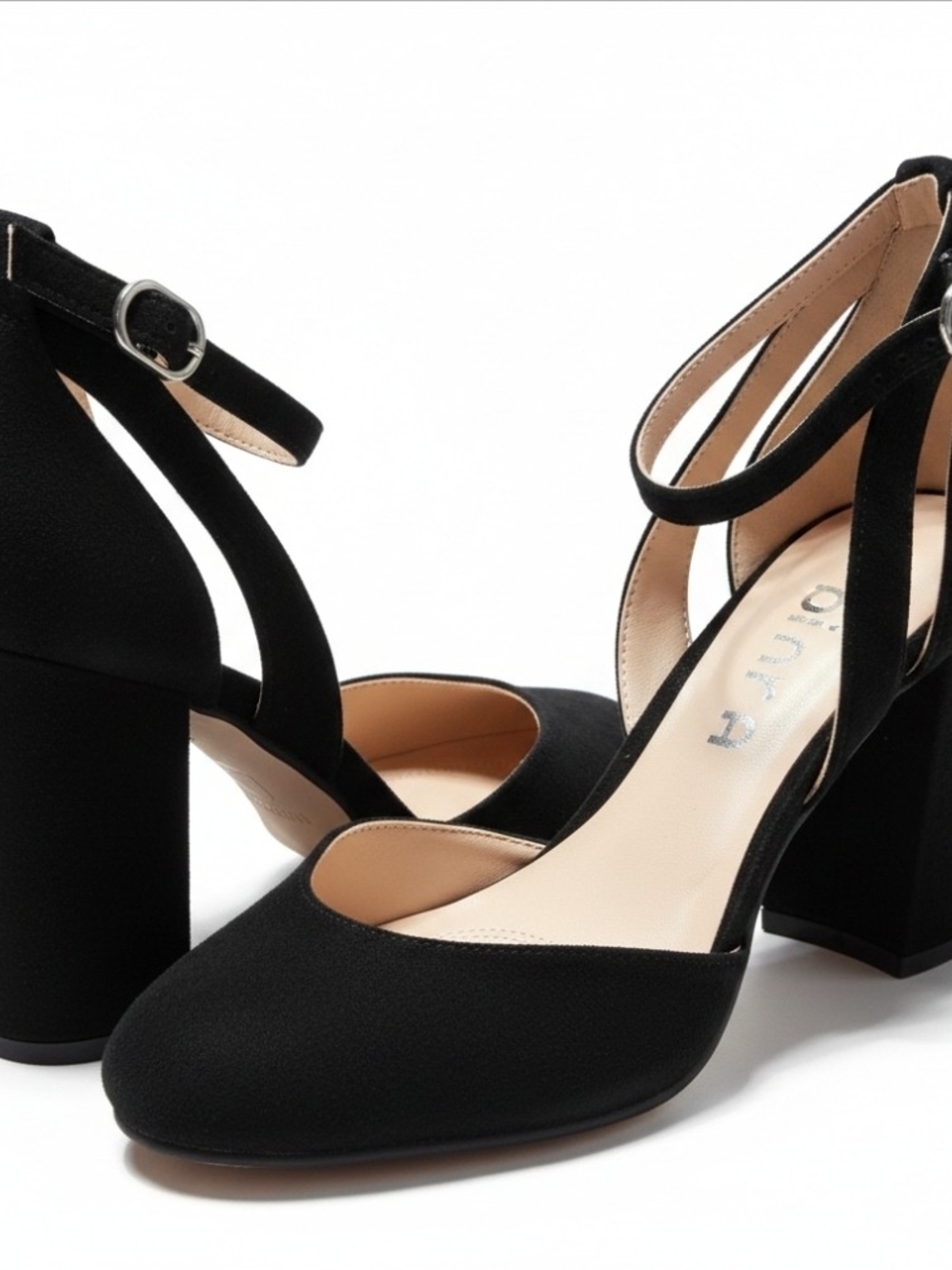 Chic Unisa Black Suede Ankle-Strap Block Heels. NWOT. Size 8.5